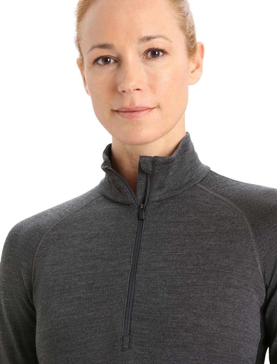 Jet Heather / Black Icebreaker 260 ZoneKnit™ Merino Long Sleeve Half Zip Women's Base Layers | AU 1880TCEV